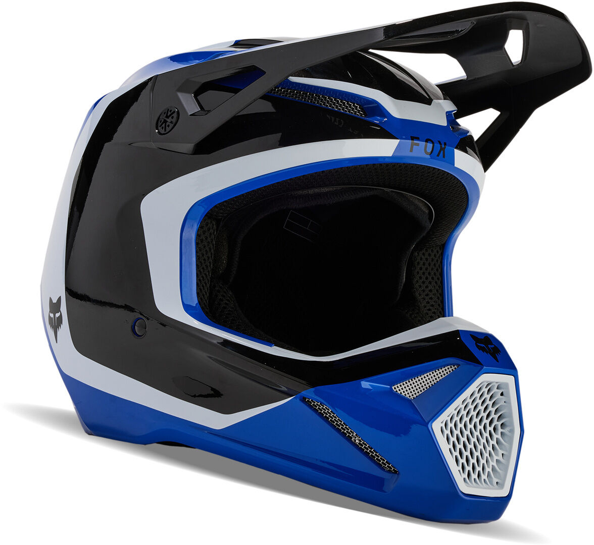 Fox V1 Nitro MIPS Casco de motocross - Negro Blanco Azul (2XL)
