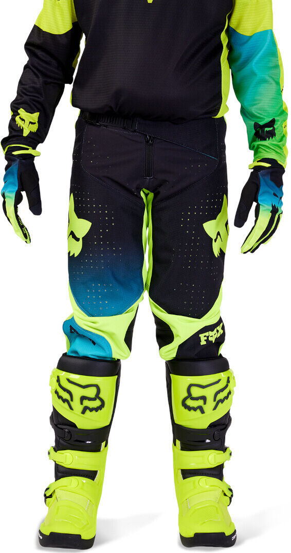 Fox 360 Streak Pantalones Juveniles de Motocross - Negro Azul Amarillo (XL)