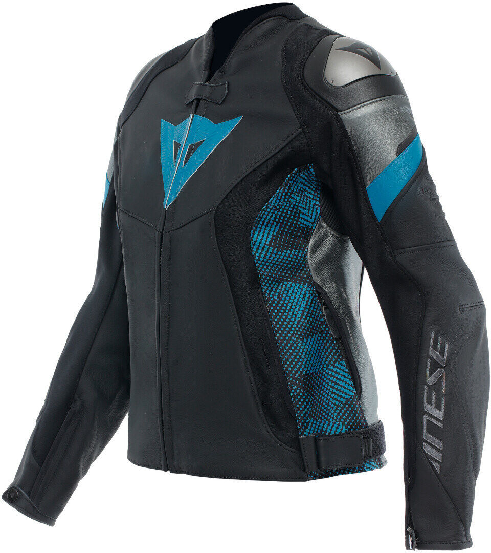 Dainese Avro 5 Chaqueta de cuero para damas - Negro Azul (46)