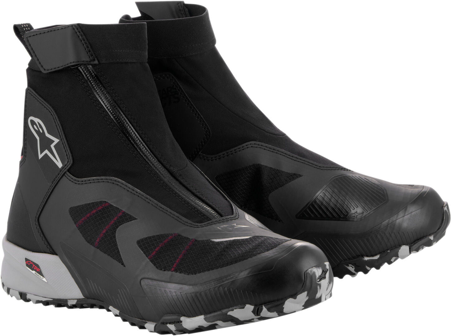 Alpinestars CR-8 Gore-Tex Zapatos de motocicleta impermeables - Negro Gris Rojo (49)