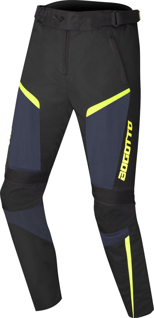 Bogotto Blaze-Air Pantalones textiles de moto - Negro Azul Amarillo (XL)