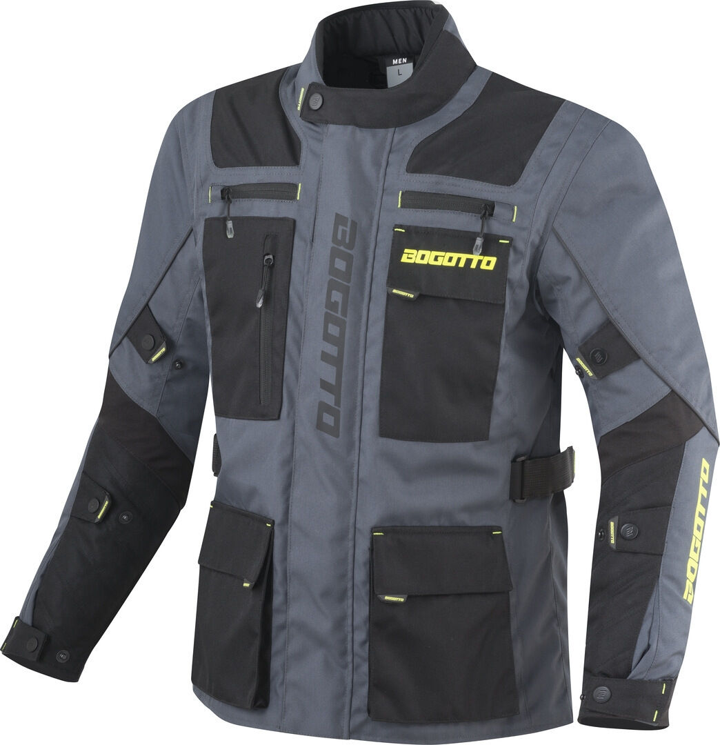 Bogotto Covelo chaqueta textil impermeable para motocicletas - Negro Gris Amarillo (XL)