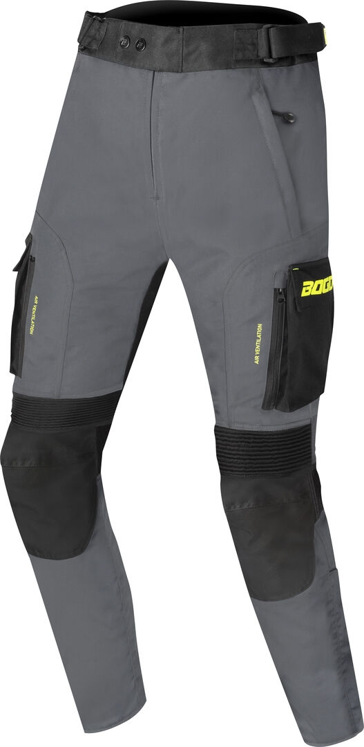 Bogotto Covelo Pantalones textiles impermeables para motocicletas - Negro Gris Amarillo (XL)