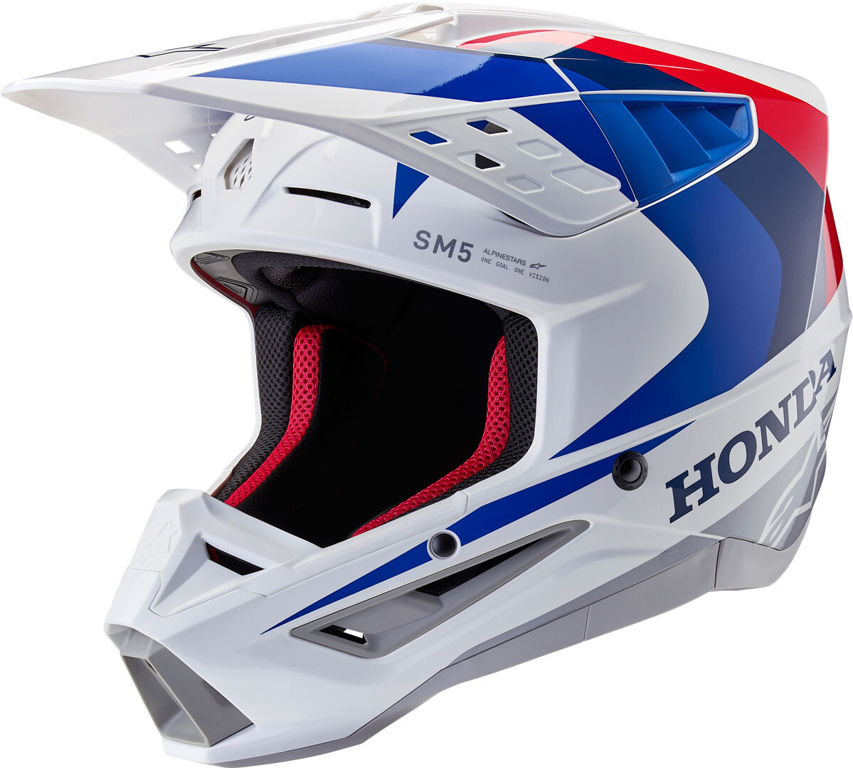 Alpinestars SM5 Honda Casco de motocross - Blanco Rojo Azul (XL)