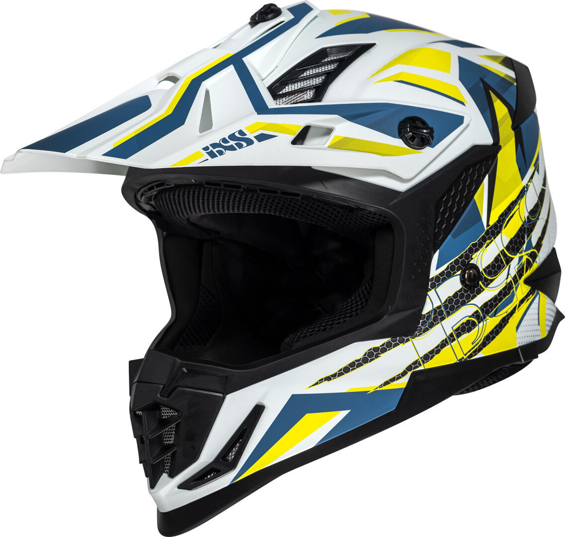 IXS 363 2.0 Casco de motocross - Blanco Azul Amarillo (XL)