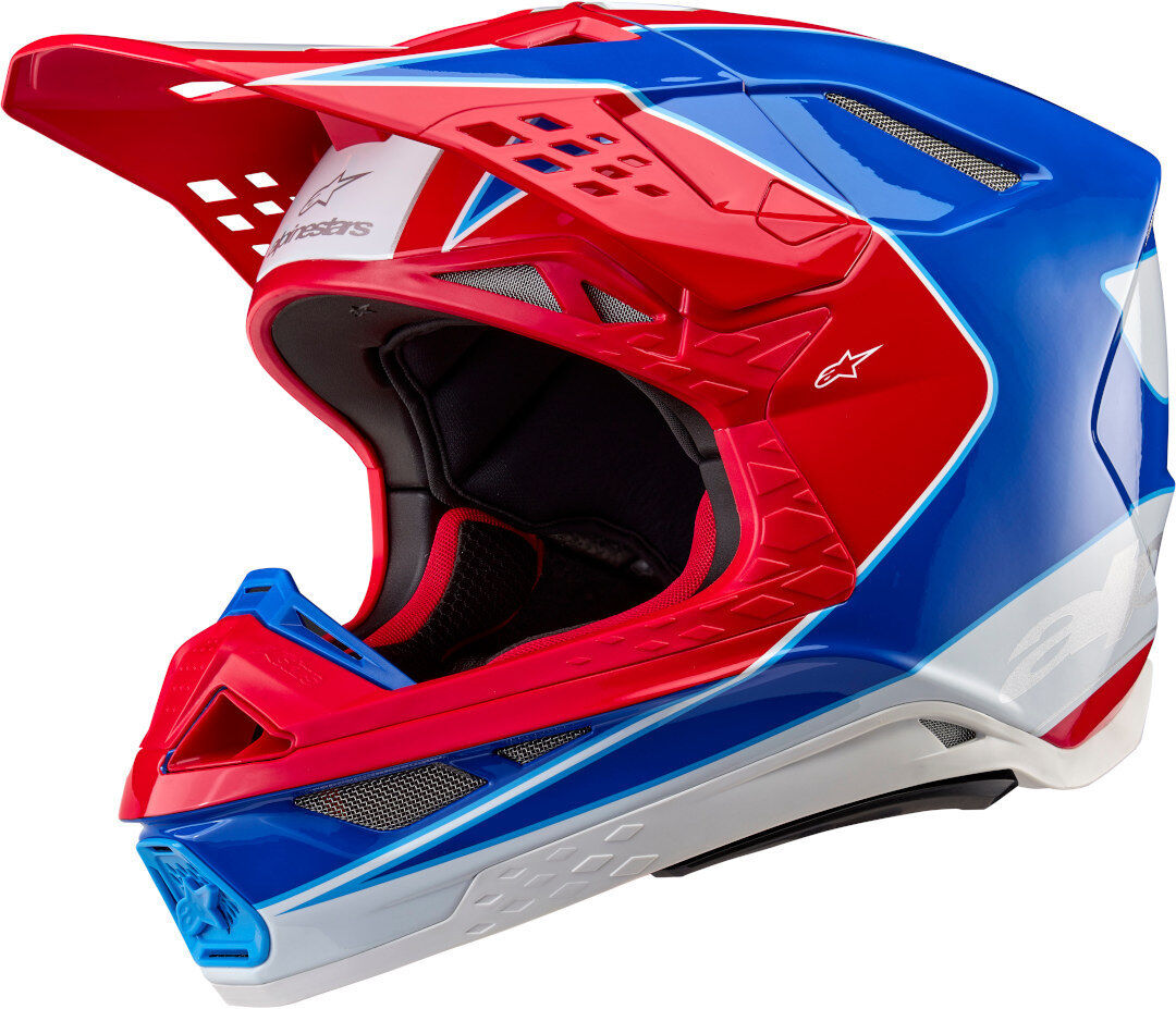 Alpinestars Supertech S-M10 Aeon 2024 Casco de motocross - Blanco Rojo Azul (2XL)