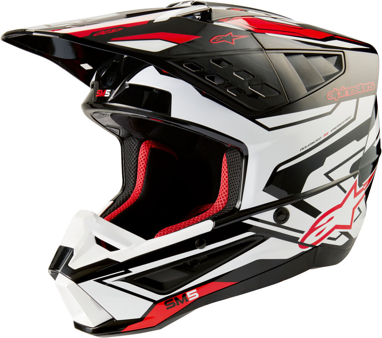 Alpinestars S-M5 Action 2 2024 Casco de motocross - Negro Blanco Rojo (2XL)