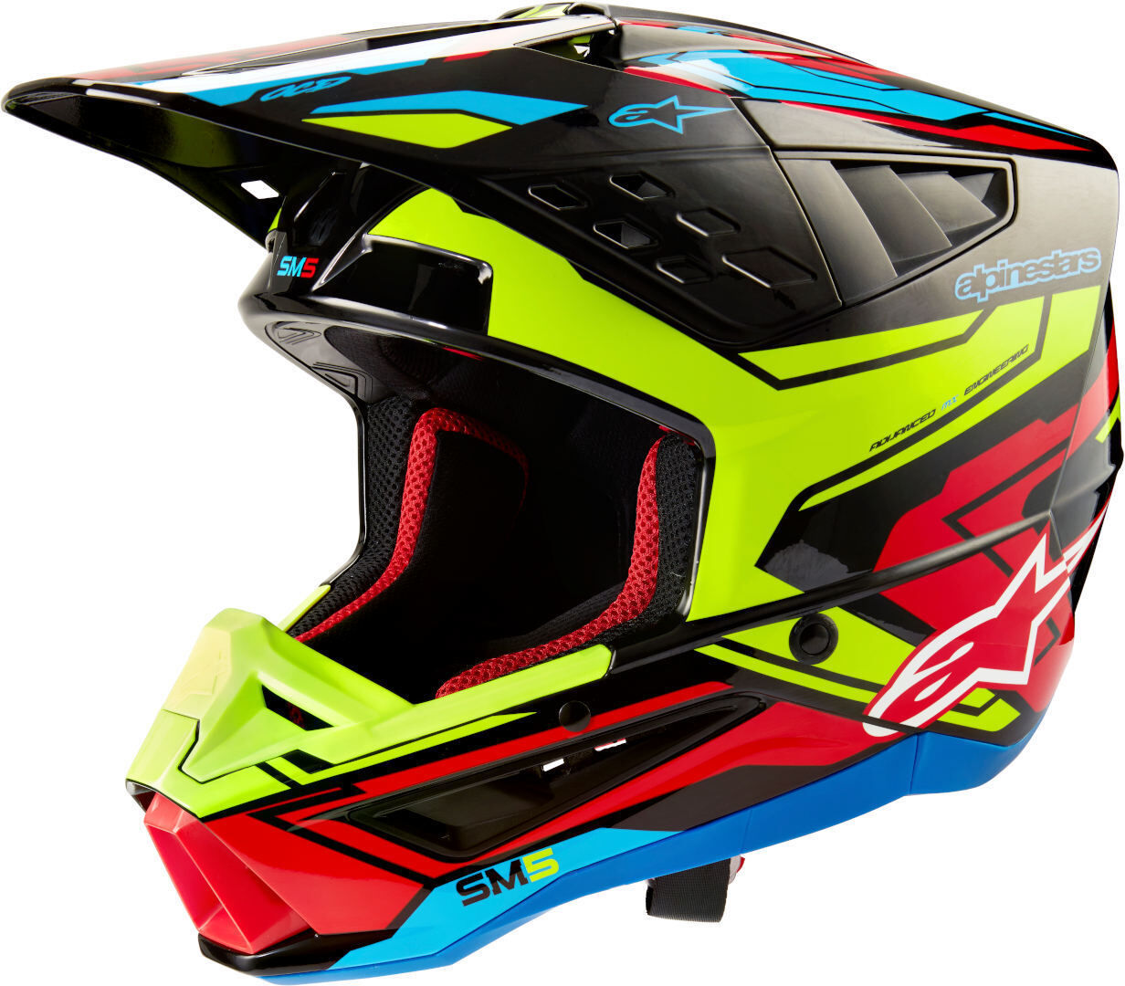 Alpinestars S-M5 Action 2 2024 Casco de motocross - Negro Rojo Amarillo (2XL)