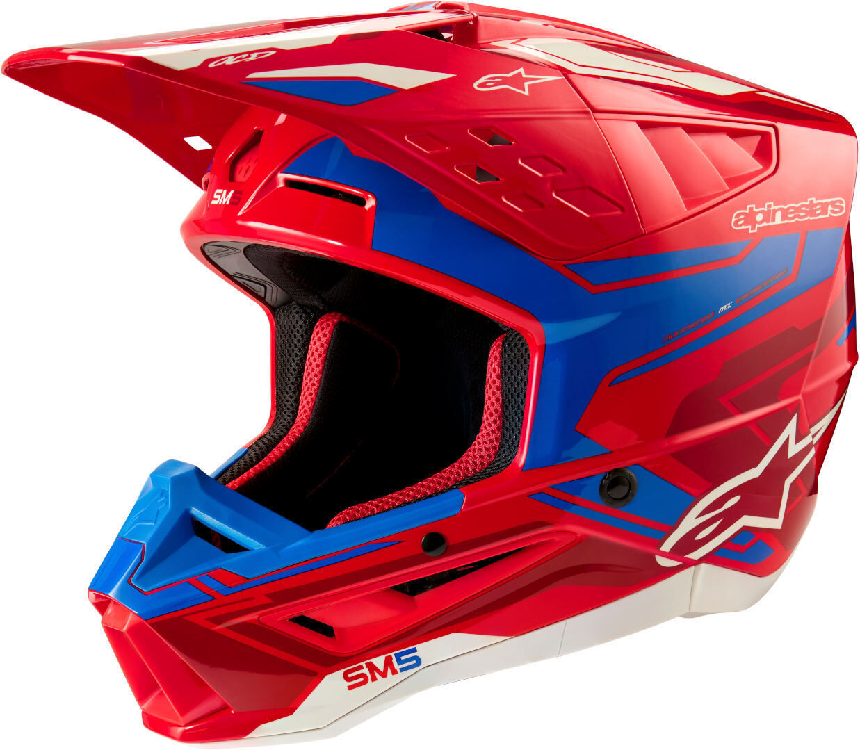 Alpinestars S-M5 Action 2 2024 Casco de motocross - Rojo Azul (2XL)