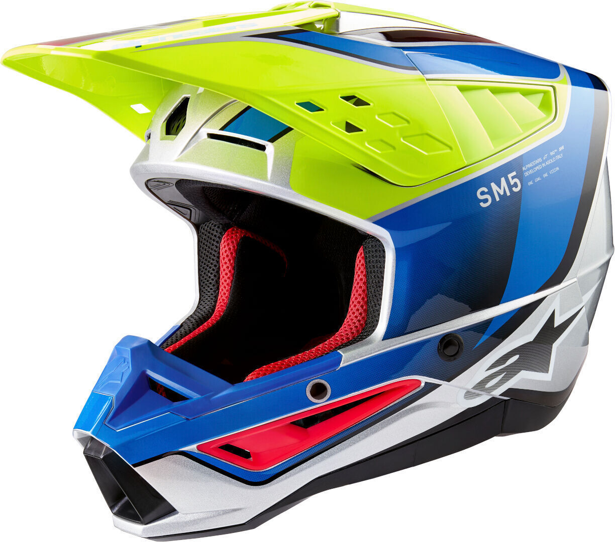 Alpinestars S-M5 Sail 2024 Casco de motocross - Azul Amarillo (XL)