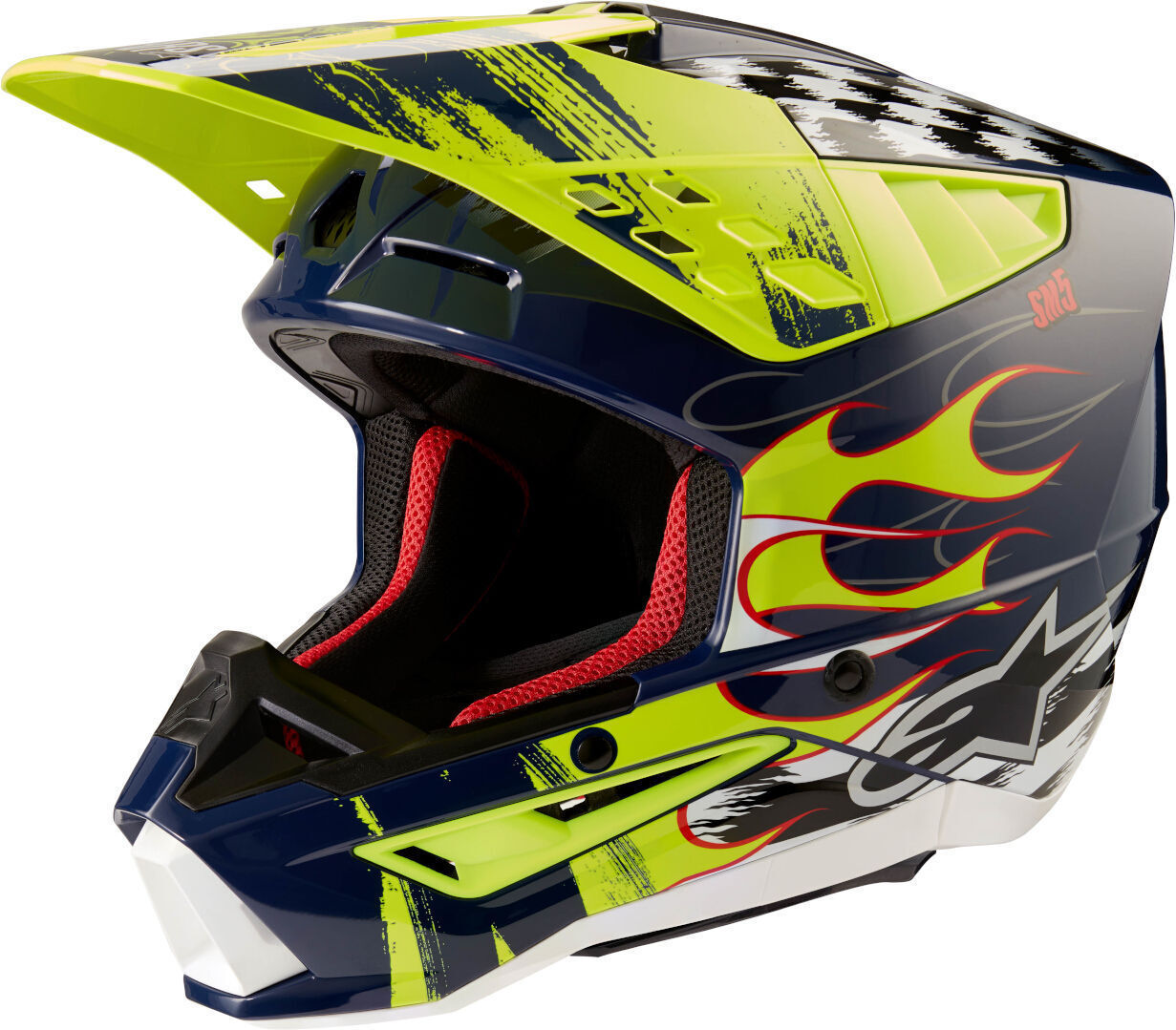 Alpinestars S-M5 Rash Casco de motocross - Azul Amarillo (2XL)