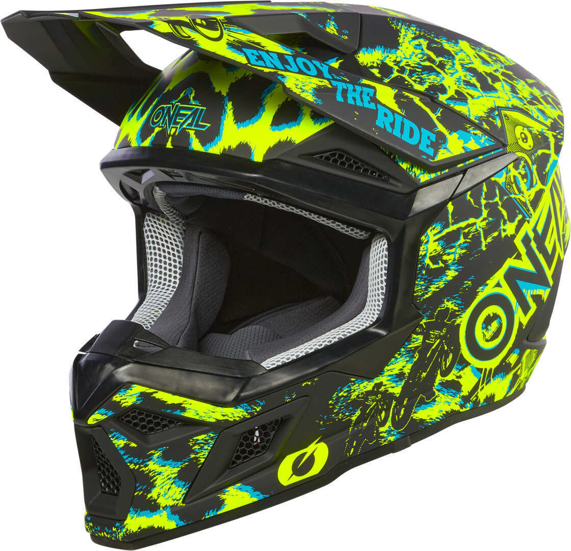 Oneal 3SRS Assault Neon Casco de motocross - Negro Amarillo (2XL)