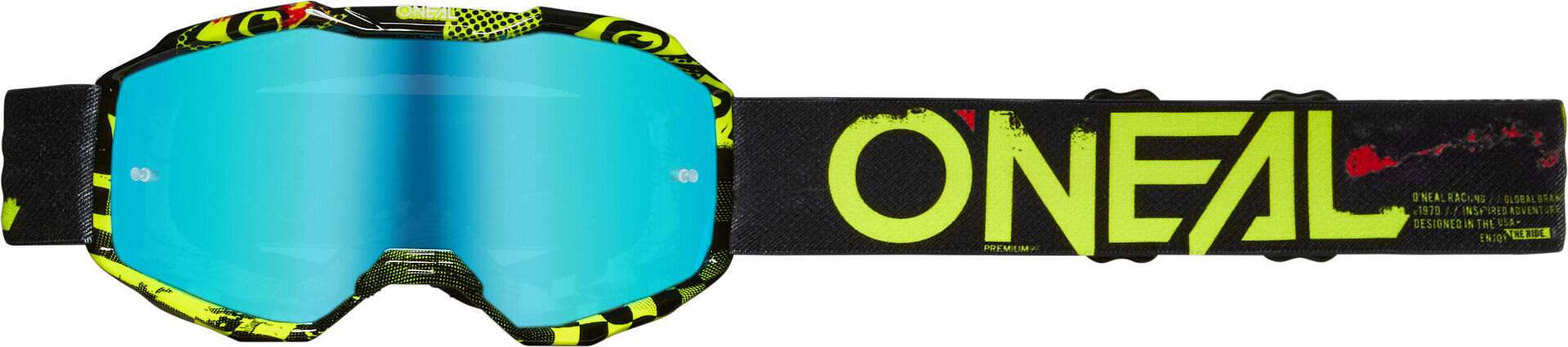 Oneal B-10 Attack Gafas de motocross para niños - Negro Amarillo (un tamaño)