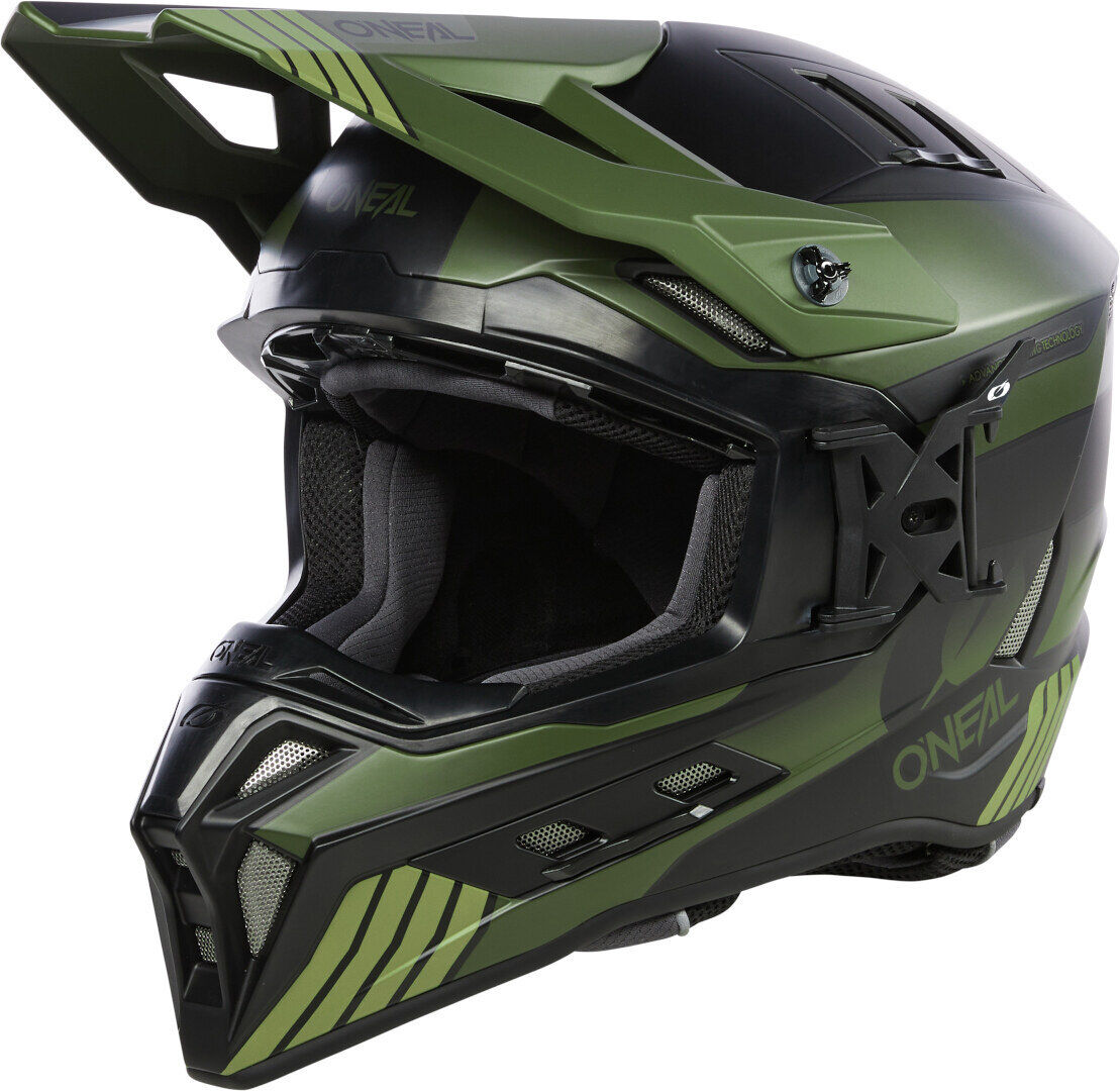 Oneal EX-SRS Hitch Casco de motocross - Negro Verde (XS)