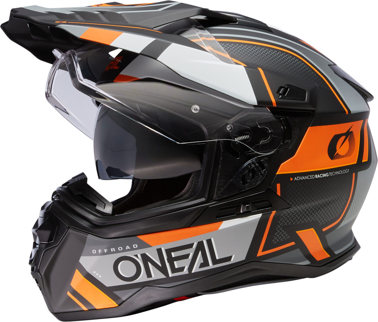 Oneal D-SRS Square Casco de motocross - Negro Gris Naranja (XL)