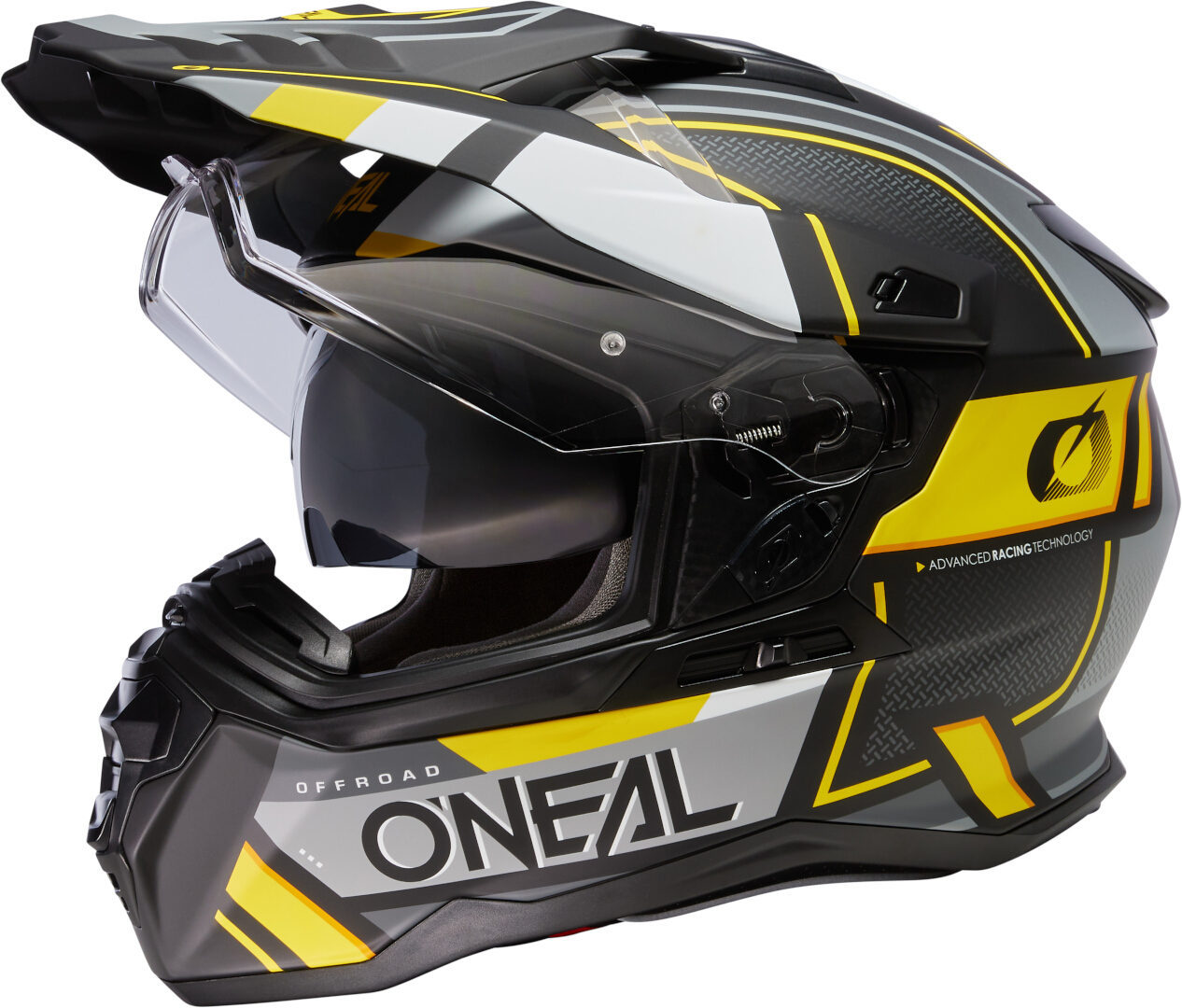 Oneal D-SRS Square Casco de motocross - Negro Gris Amarillo (XL)