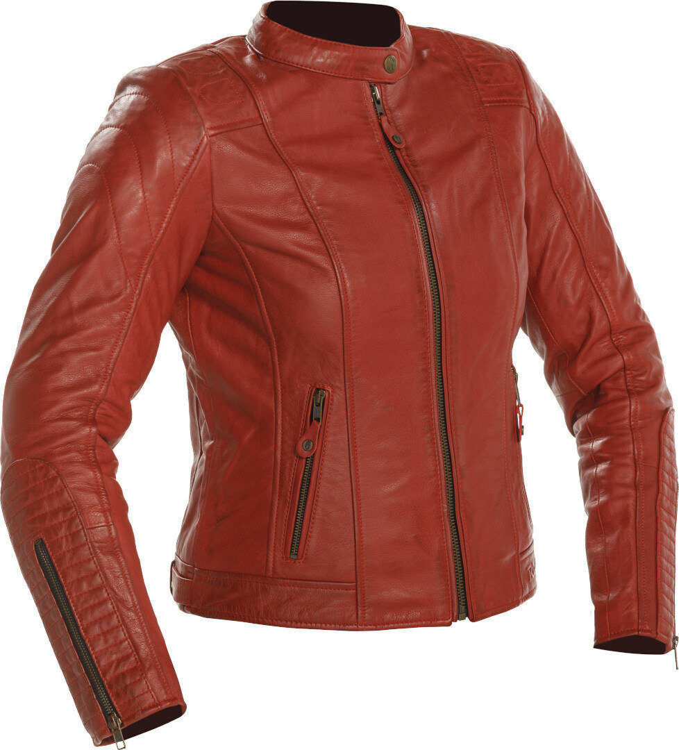 Richa Lausanne Chaqueta de cuero de moto para mujer - Rojo (48)