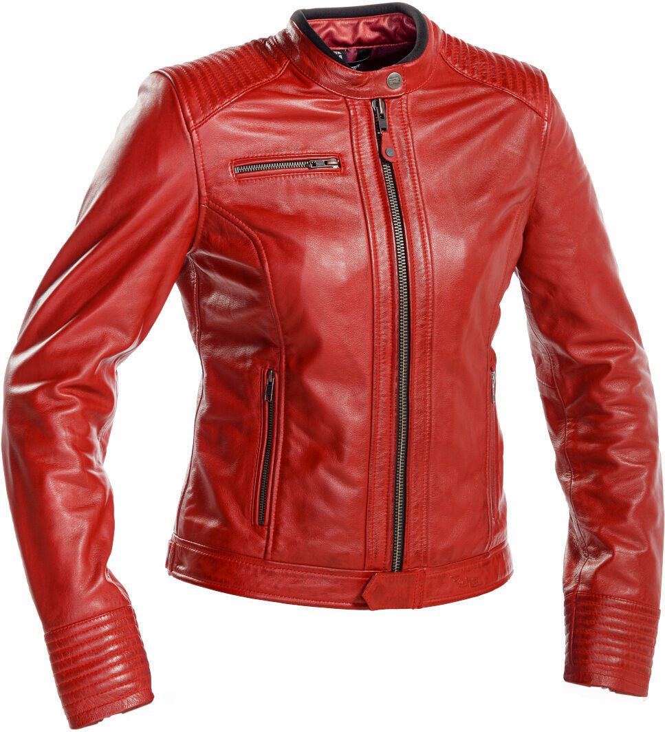 Richa Scarlett Chaqueta de cuero de moto para mujer - Rojo (42)