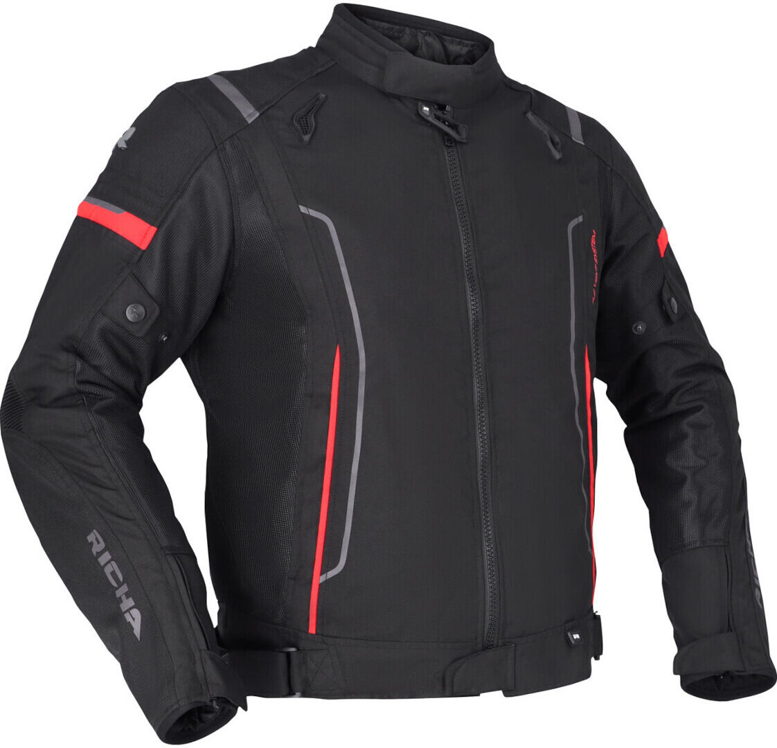 Richa Airstream 3 chaqueta textil impermeable para motocicleta - Negro Rojo (XL)