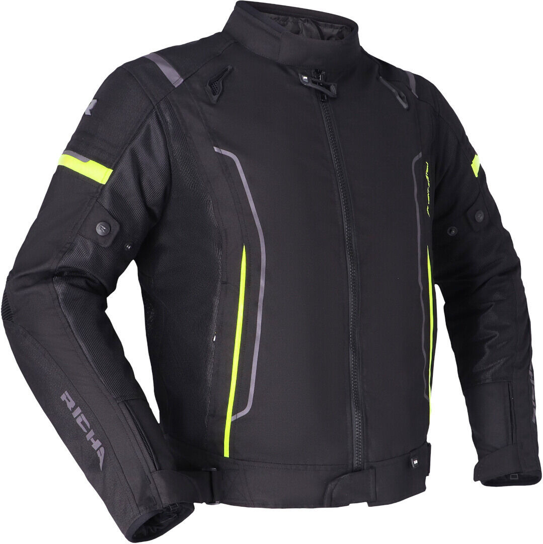 Richa Airstream 3 chaqueta textil impermeable para motocicleta - Negro Amarillo (3XL)