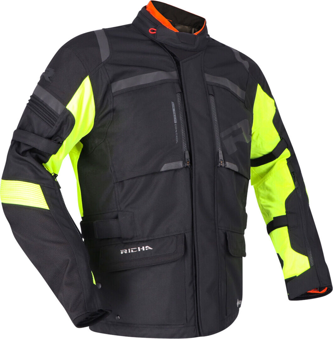 Richa Brutus Gore-Tex chaqueta textil impermeable para motocicletas - Negro Amarillo (5XL)