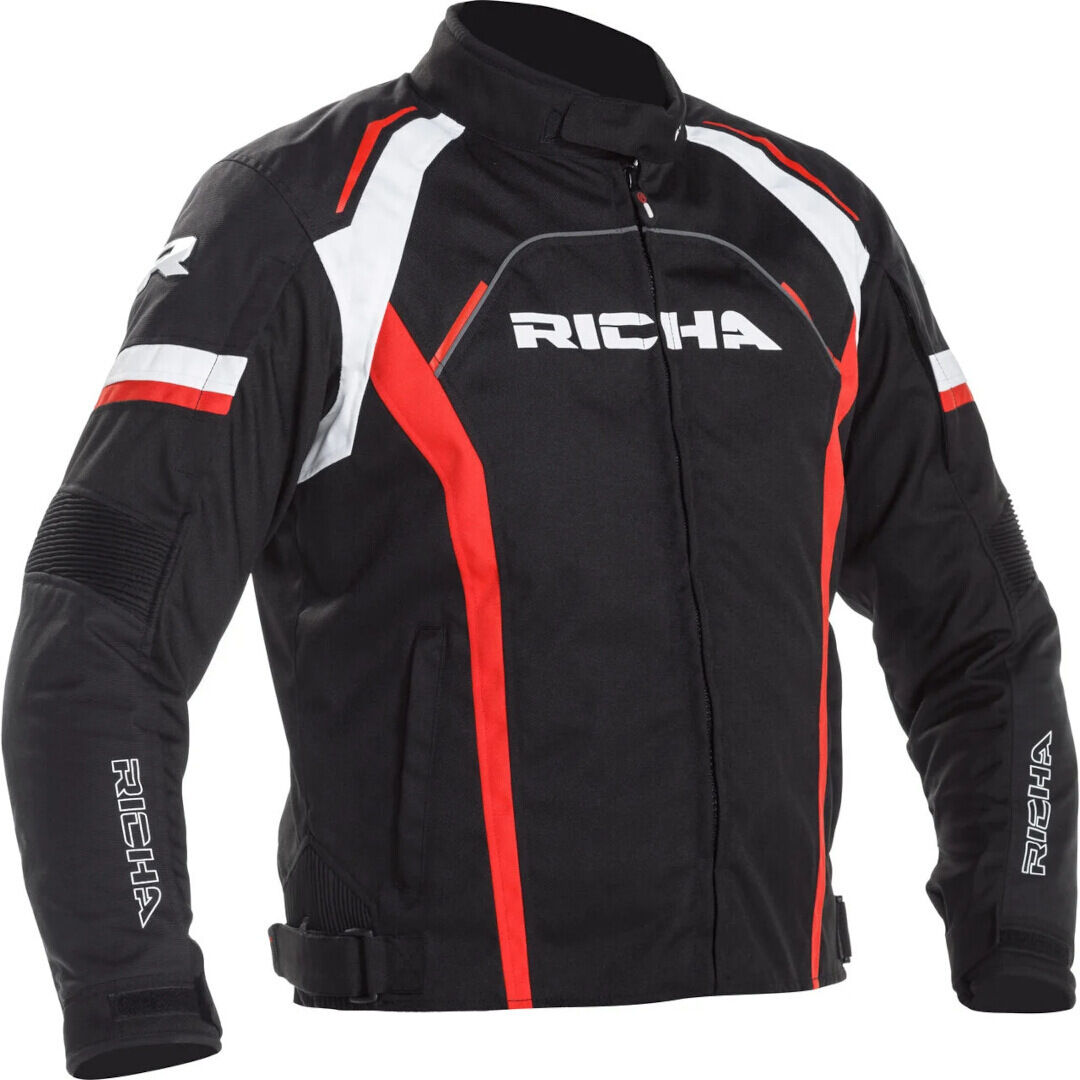 Richa Falcon 2 chaqueta textil impermeable para motocicleta - Negro Blanco Rojo (XL)