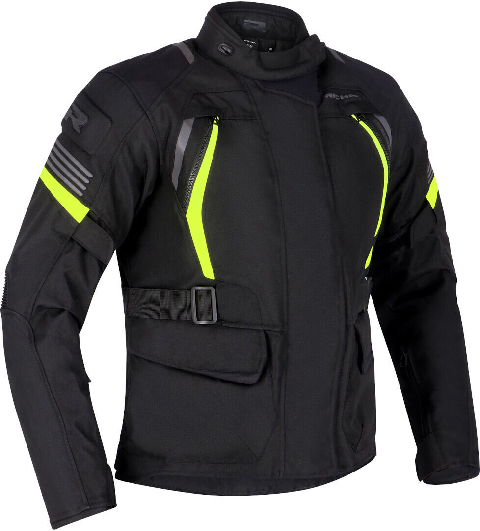 Richa Phantom 3 impermeable Chaqueta textil de motocicleta para mujer - Negro Amarillo (4XL)