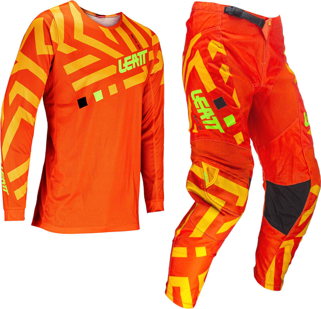 Leatt 3.5 Ride Pattern 2024 Conjunto de camiseta y pantalones de motocross - Naranja (XL)