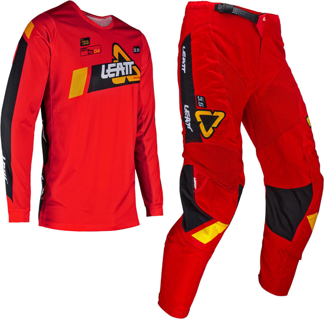 Leatt 3.5 Ride 2024 Conjunto de camiseta y pantalones de motocross - Negro Rojo (2XL)
