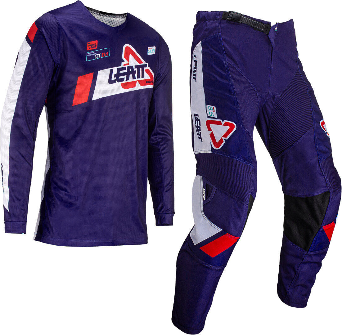 Leatt 3.5 Ride 2024 Conjunto de camiseta y pantalones de motocross - Negro Blanco Azul (XL)