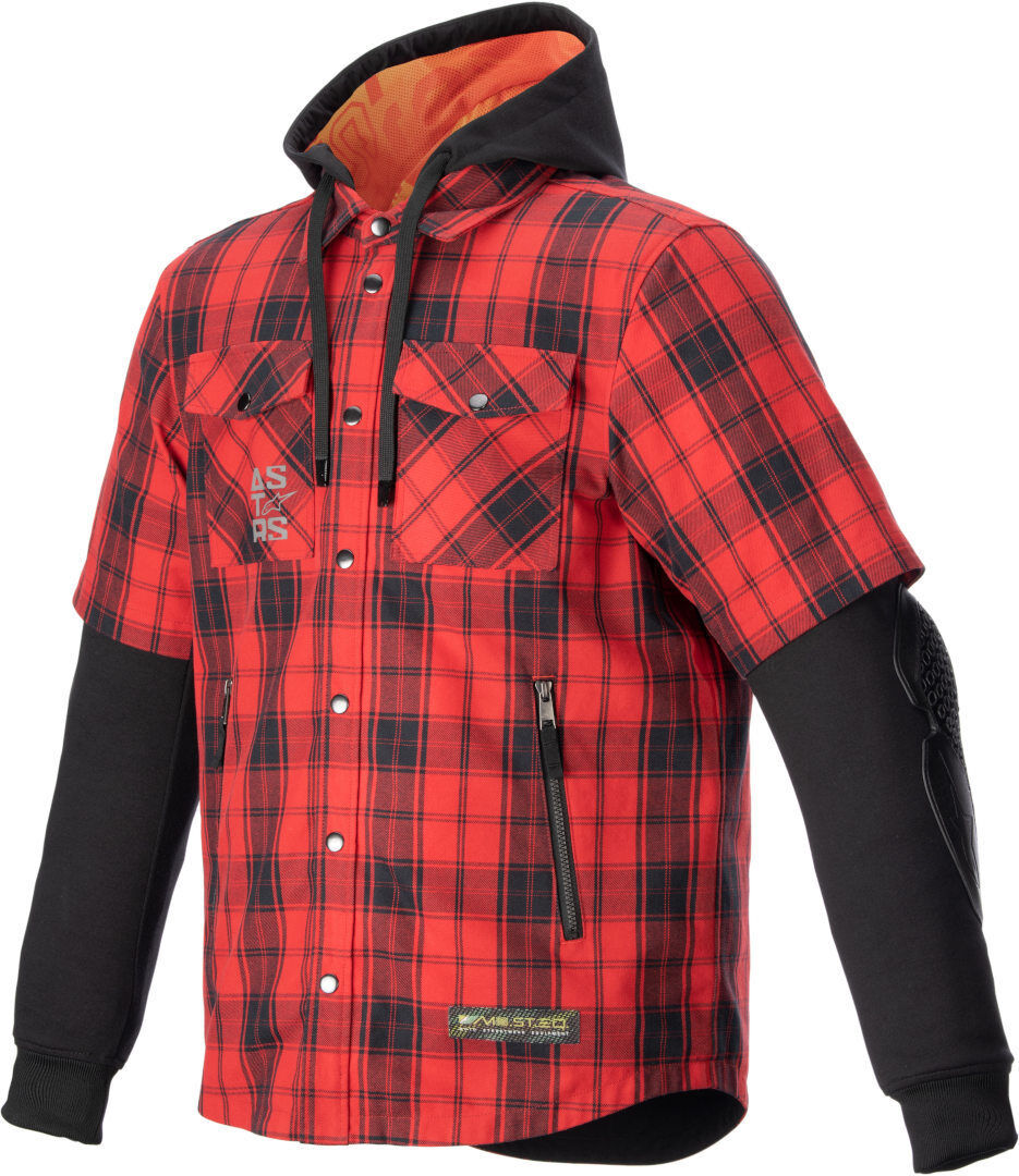 Alpinestars MO.ST.EQ Tartan Camisa de moto - Negro Rojo (2XL)