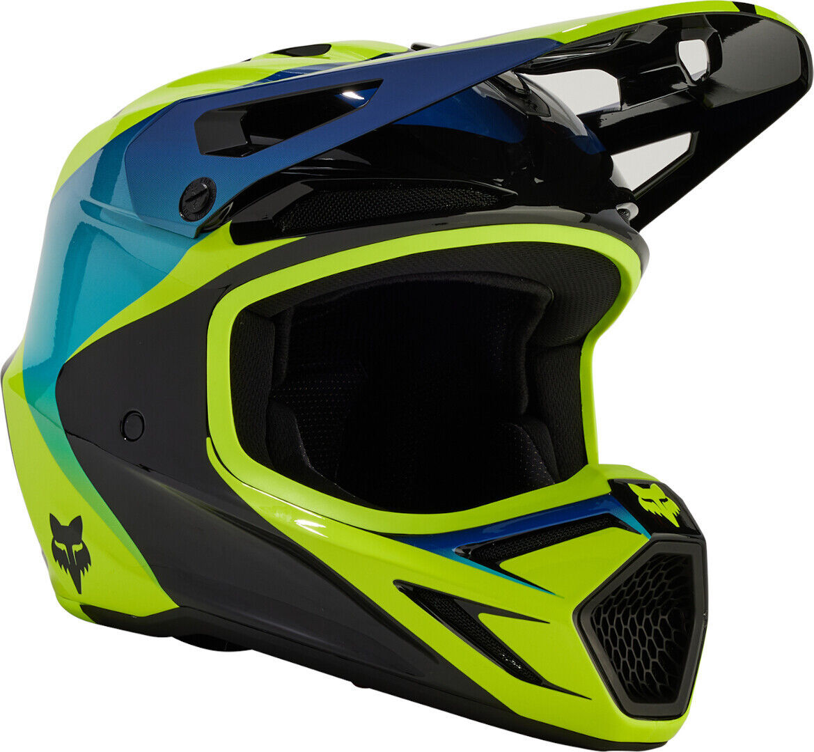 Fox V3 Streak Casco de motocross juvenil - Negro Verde