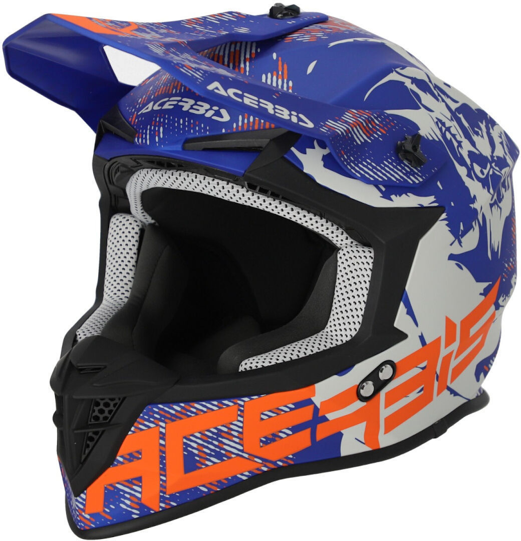 Acerbis Linear Graphic Casco de motocross - Azul Naranja (M)