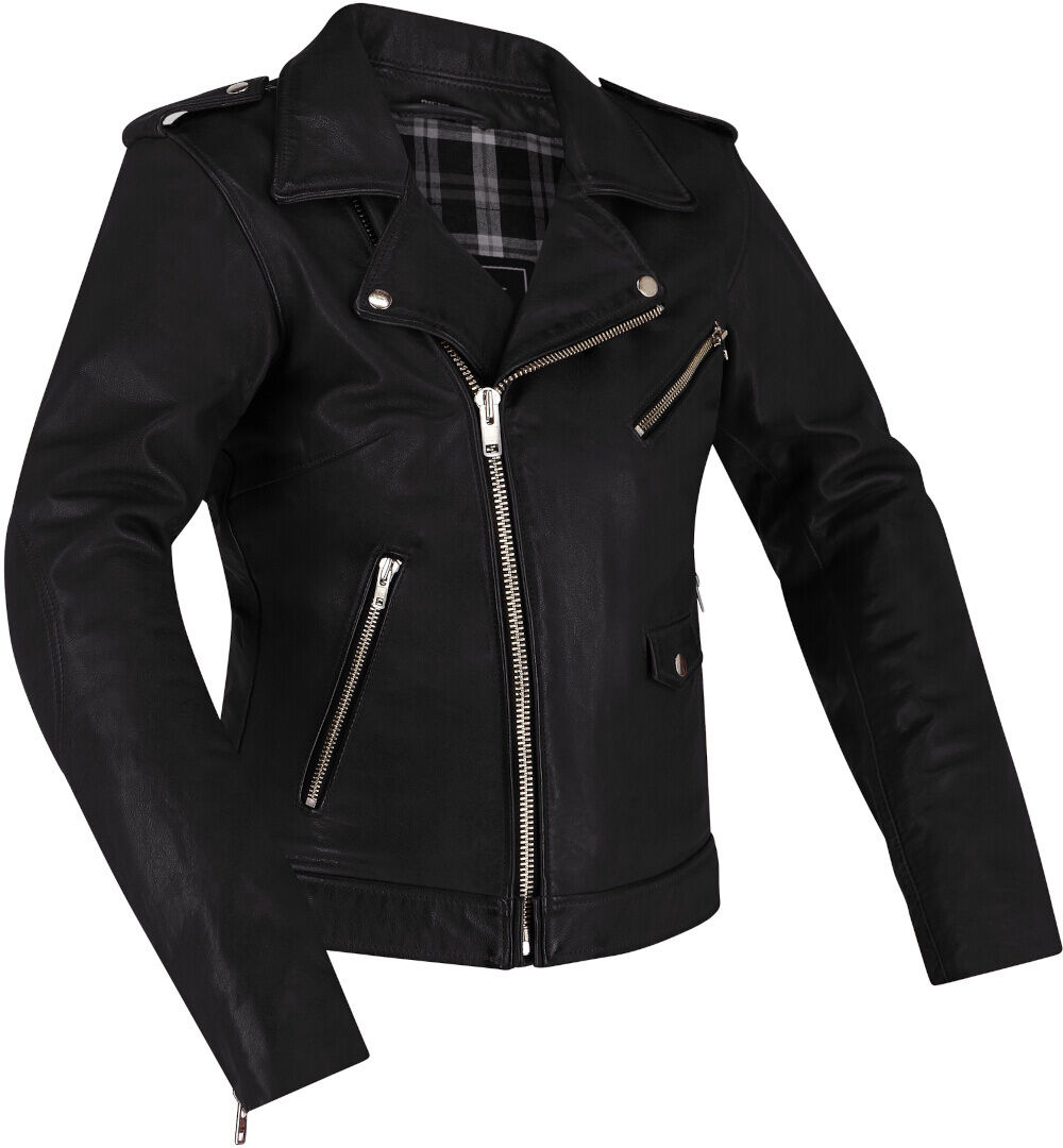 Richa Brighton Chaqueta de cuero de moto para mujer - Negro (40)