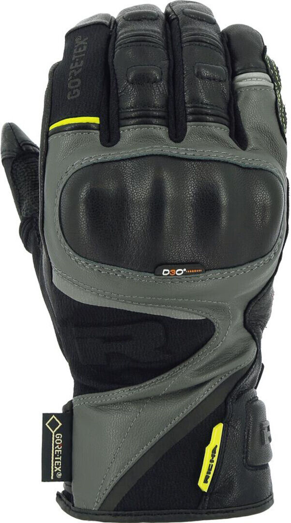 Richa Atlantic Gore-Tex Guantes de moto impermeables - Negro Gris Amarillo (2XL)