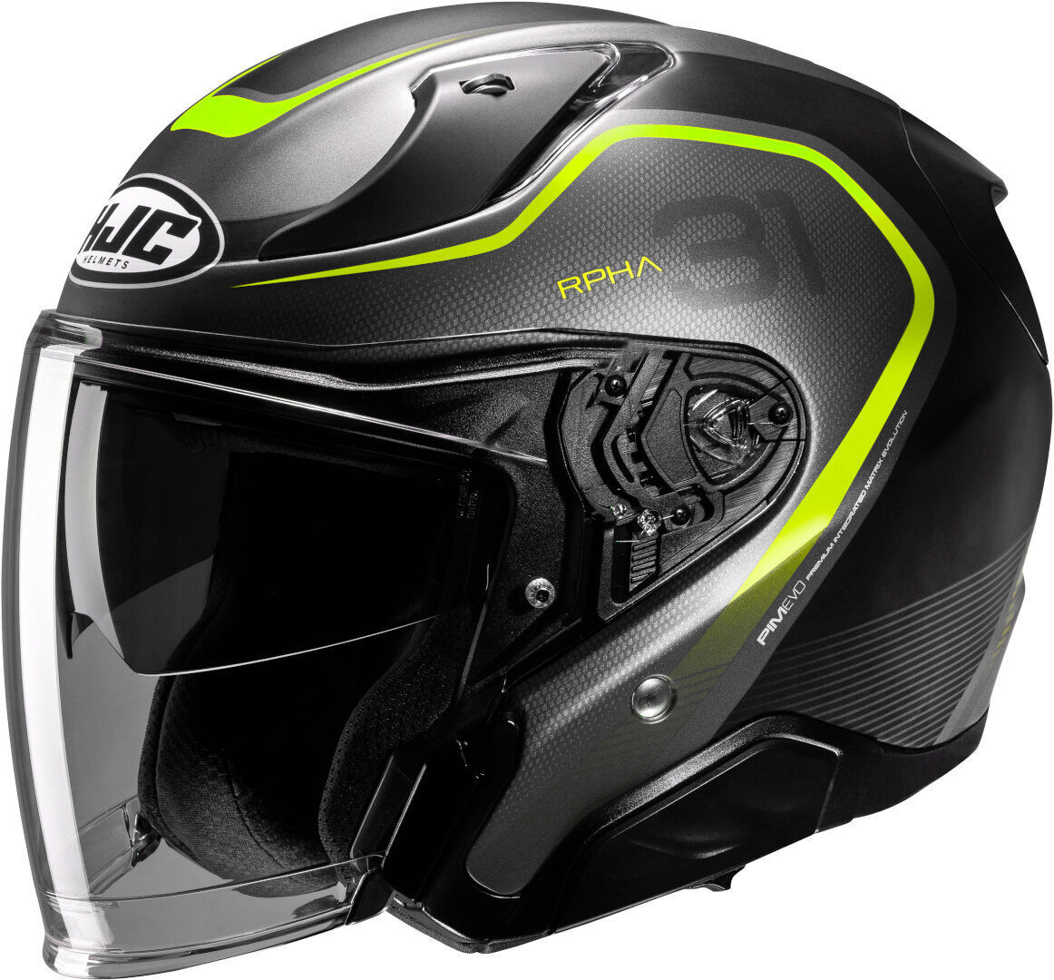 HJC RPHA 31 Kouv Casco Jet - Negro Gris Amarillo (M)