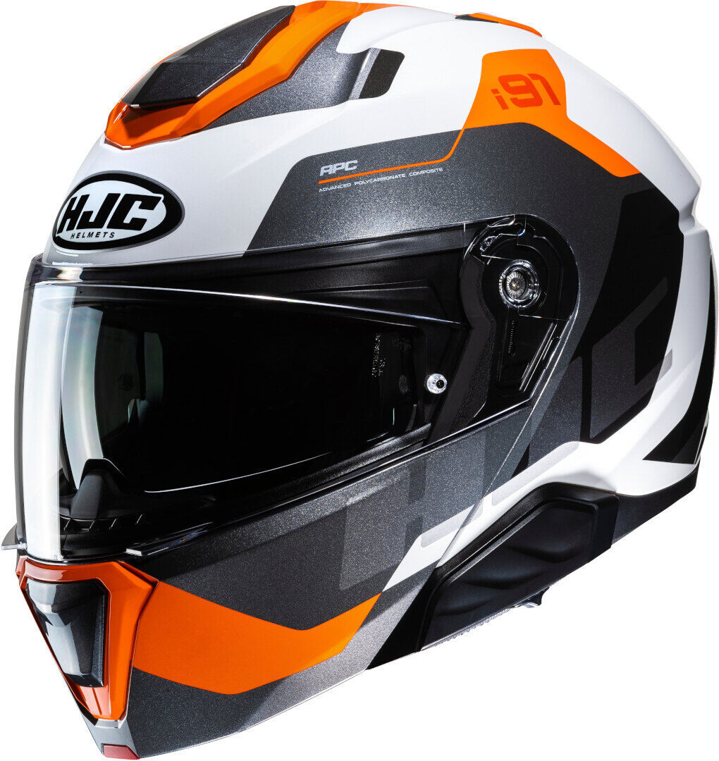 HJC i91 Carst Casco - Negro Blanco Naranja (S)