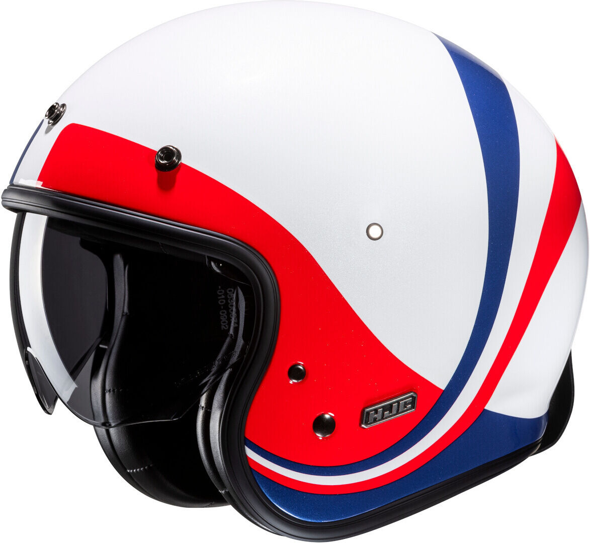 HJC V31 Emgo Retro Casco Jet - Blanco Rojo Azul (M)