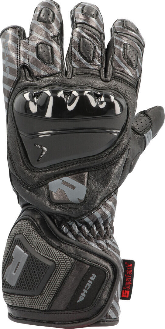 Richa Savage 3 Stripe Guantes de moto perforados - Negro Gris (M)
