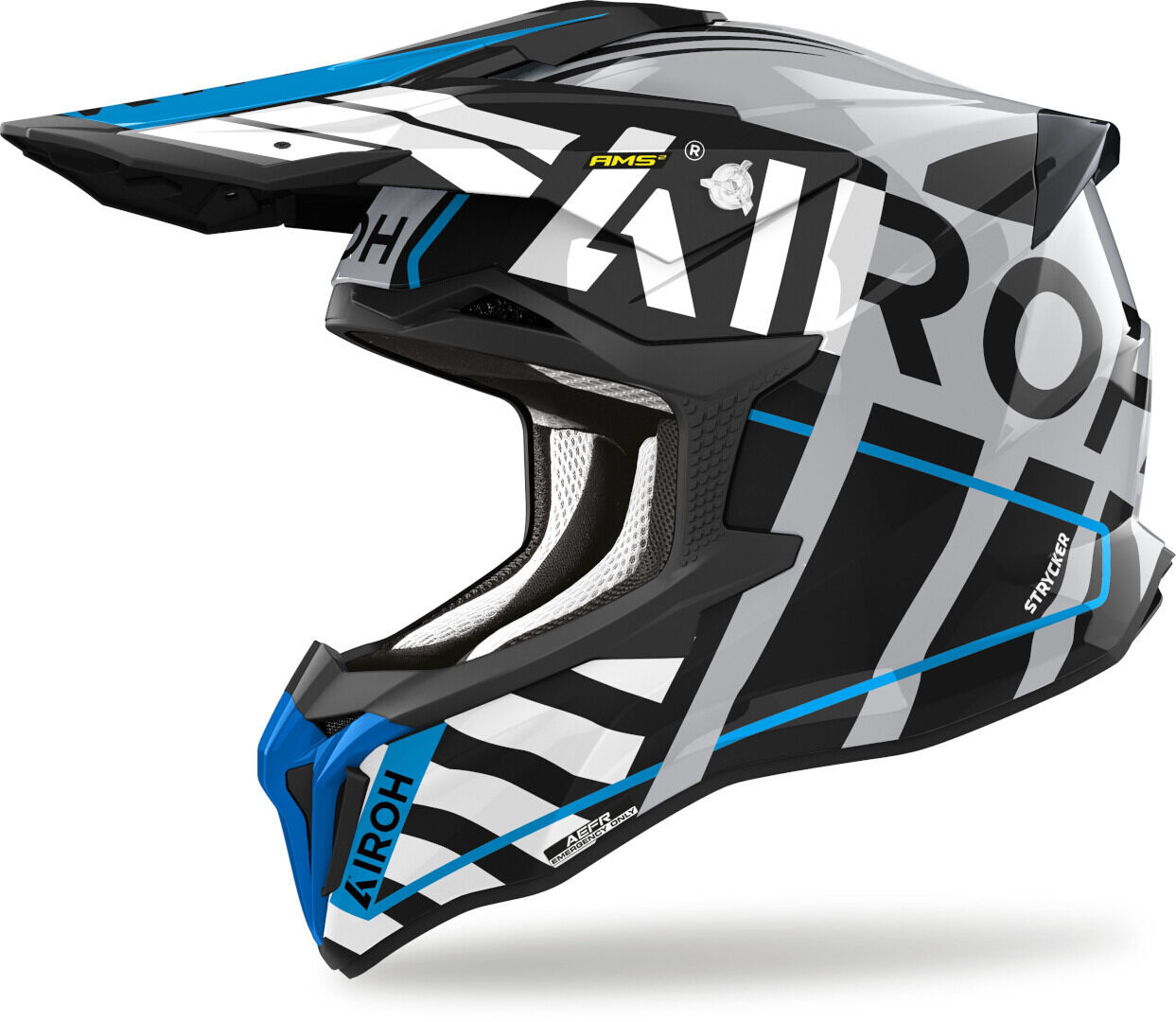 Airoh Strycker Brave Casco de motocross - Negro Gris Azul (L)