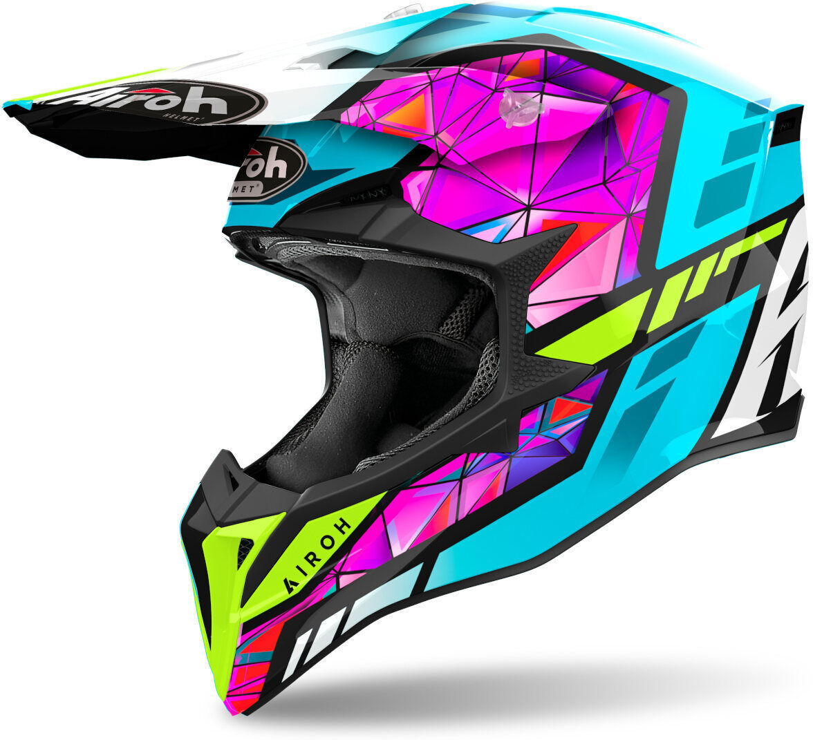 Airoh Wraaap Diamond Casco de motocross - Rosa Azul Amarillo (XL)