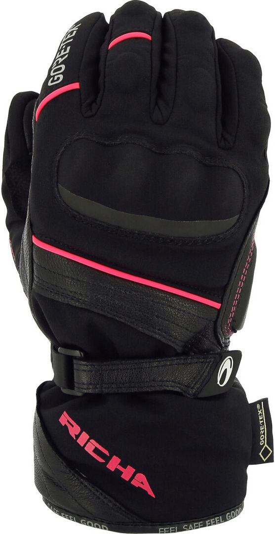 Richa Diana Gore-Tex Guantes de moto impermeables para mujer - Negro Rosa (L)