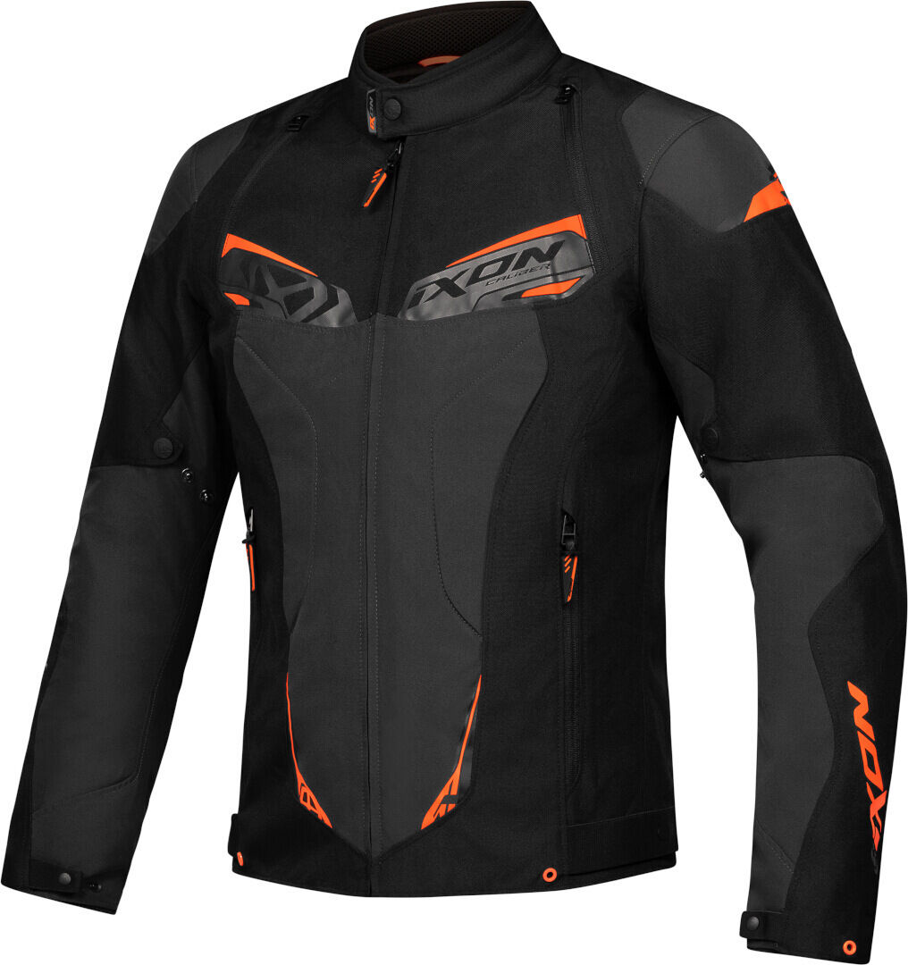 Ixon Caliber Chaqueta textil impermeable para motocicleta - Negro Gris Naranja (S)
