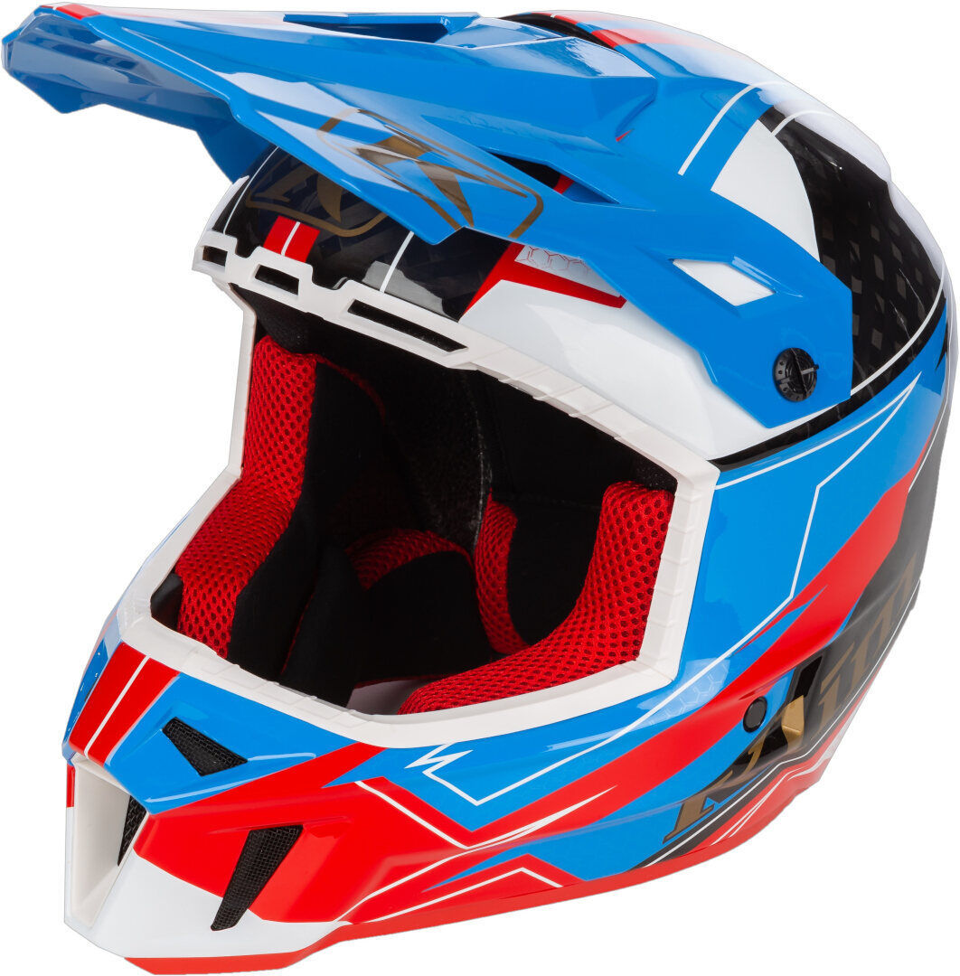 Klim F3 Carbon Velocity Casco de moto de nieve - Negro Rojo Azul (M)