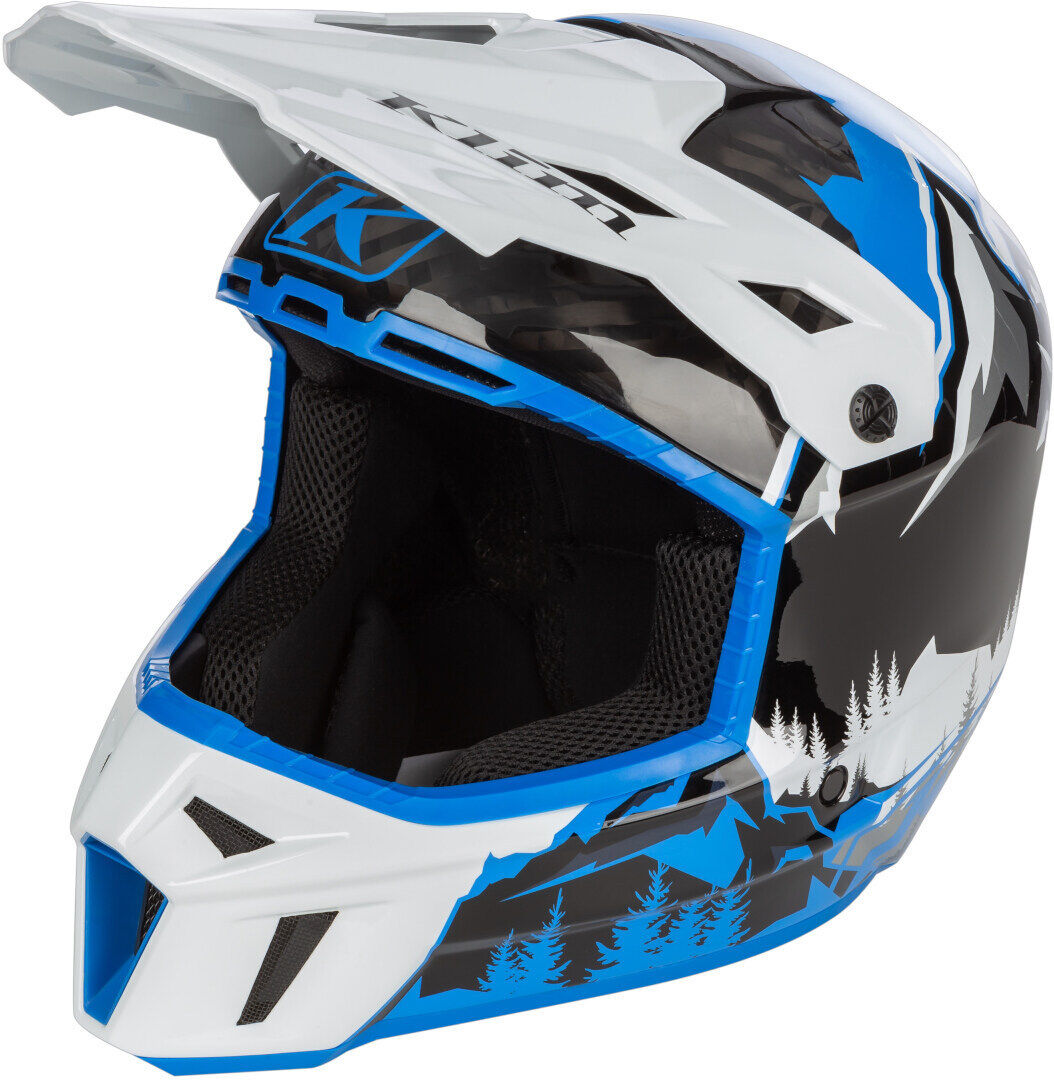 Klim F3 Carbon DNA Casco de moto de nieve - Negro Blanco Azul (XL)