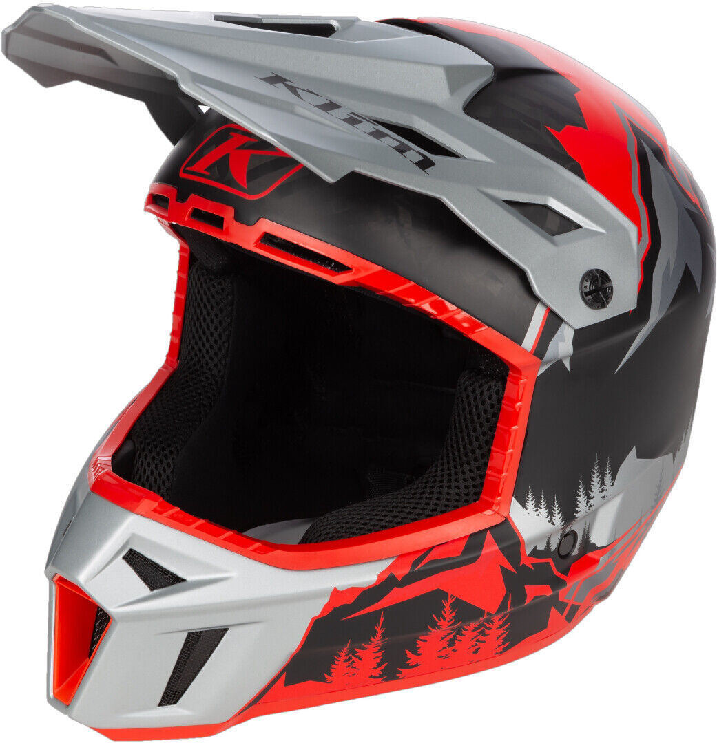 Klim F3 Carbon DNA Casco de moto de nieve - Negro Gris Rojo (2XL)