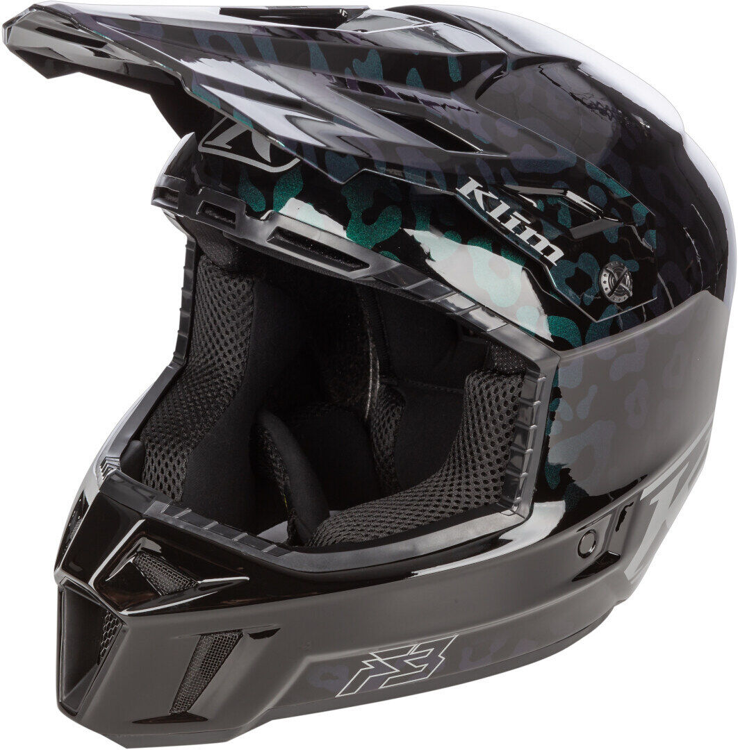 Klim F3 Carbon Wild Casco de moto de nieve - Negro Verde (M)