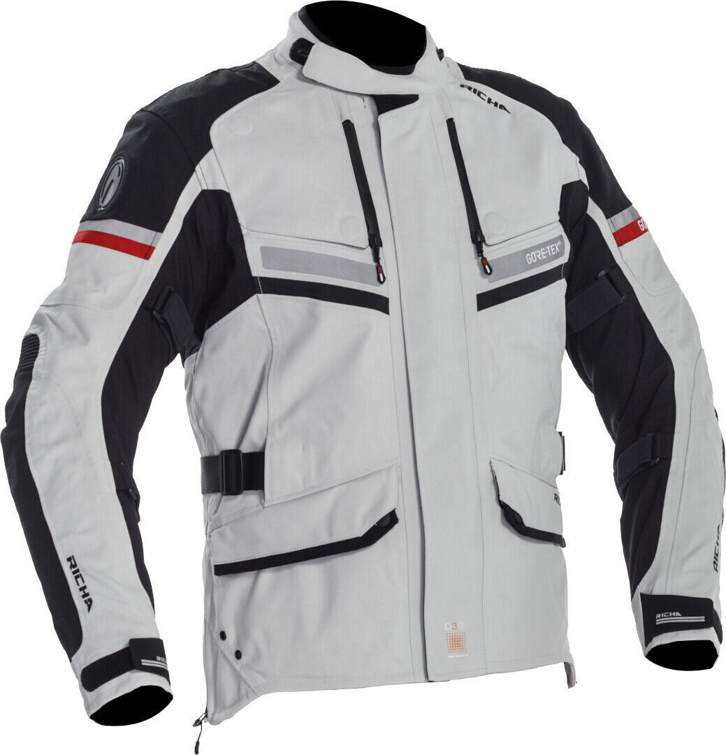 Richa Atlantic Gore-Tex chaqueta textil impermeable para motocicletas - Negro Gris (S)