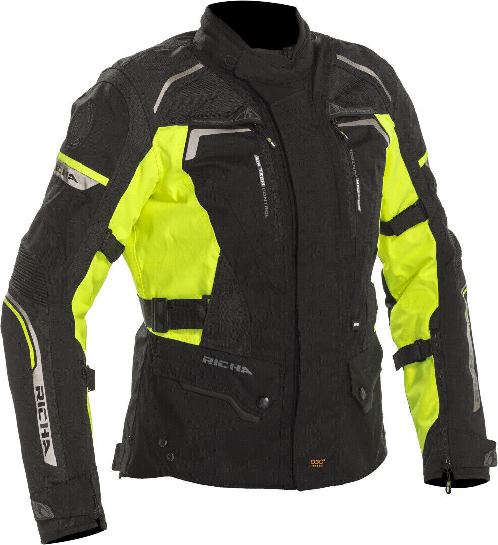 Richa Infinity 2 impermeable Chaqueta textil de motocicleta para mujer - Negro Amarillo (M)