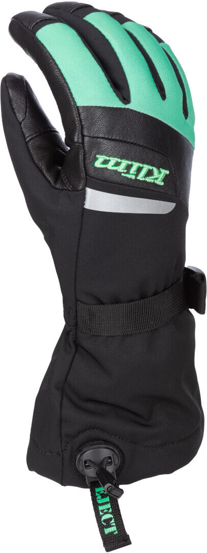 Klim Radiate Gauntlet Guantes para motos de nieve para mujer - Negro Verde (XL)